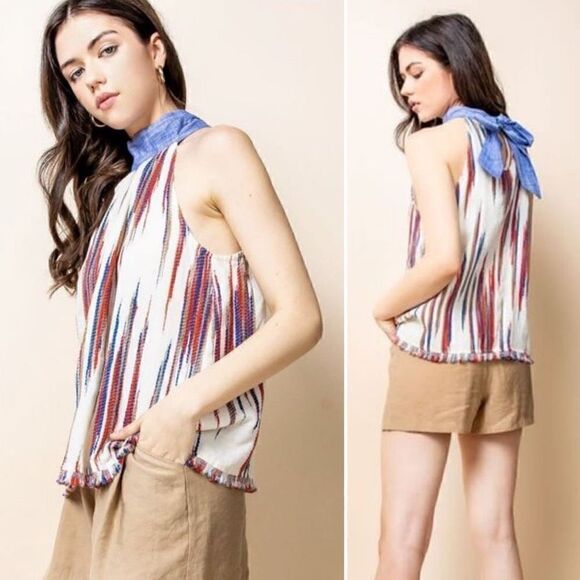 THML Fringe Halter Top M - Picture 1 of 4